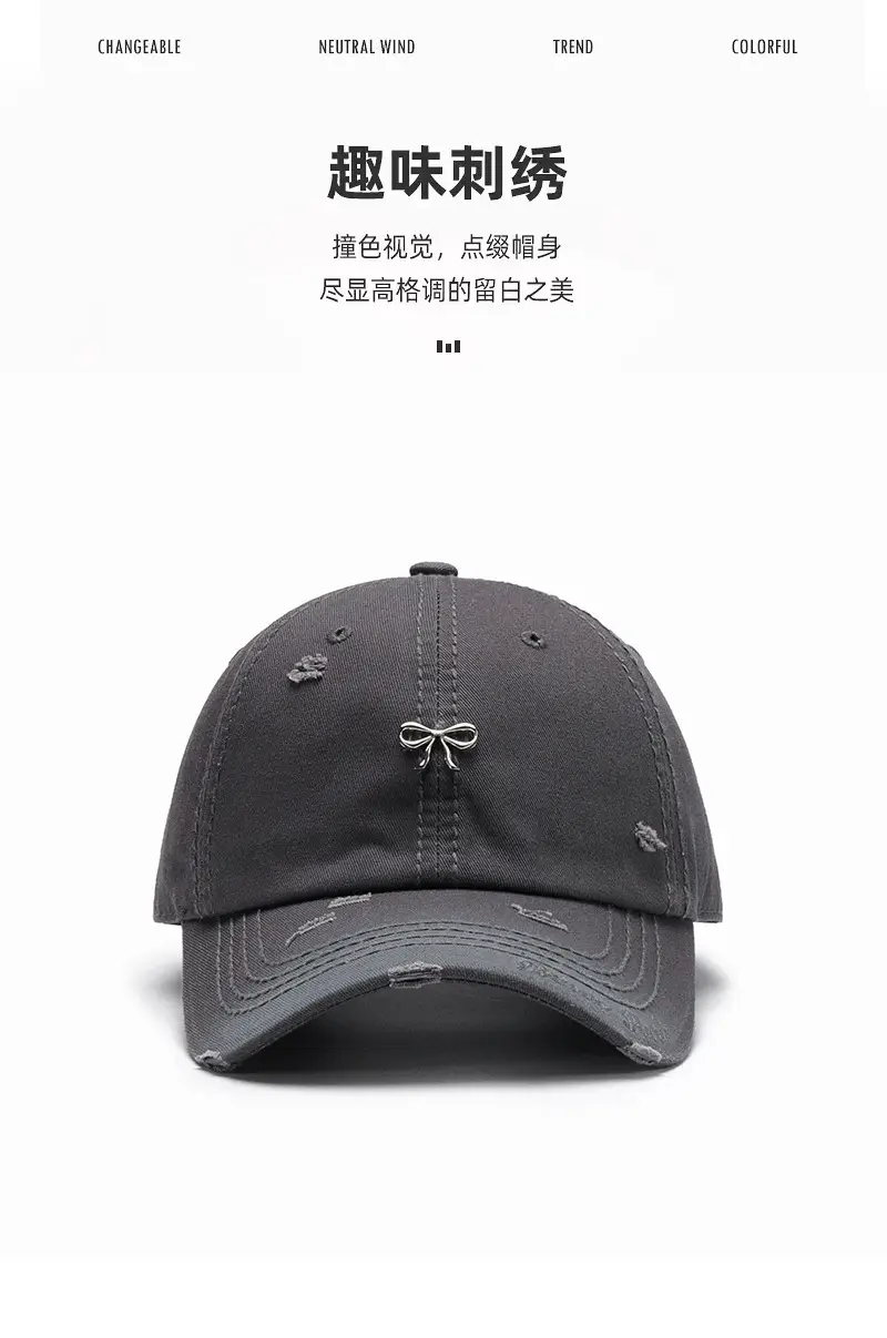 Women Bow Embroidered Baseball Cap Beige — feature 3