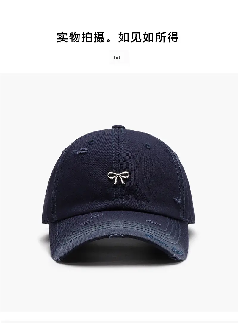 Women Bow Embroidered Baseball Cap Beige — feature 7
