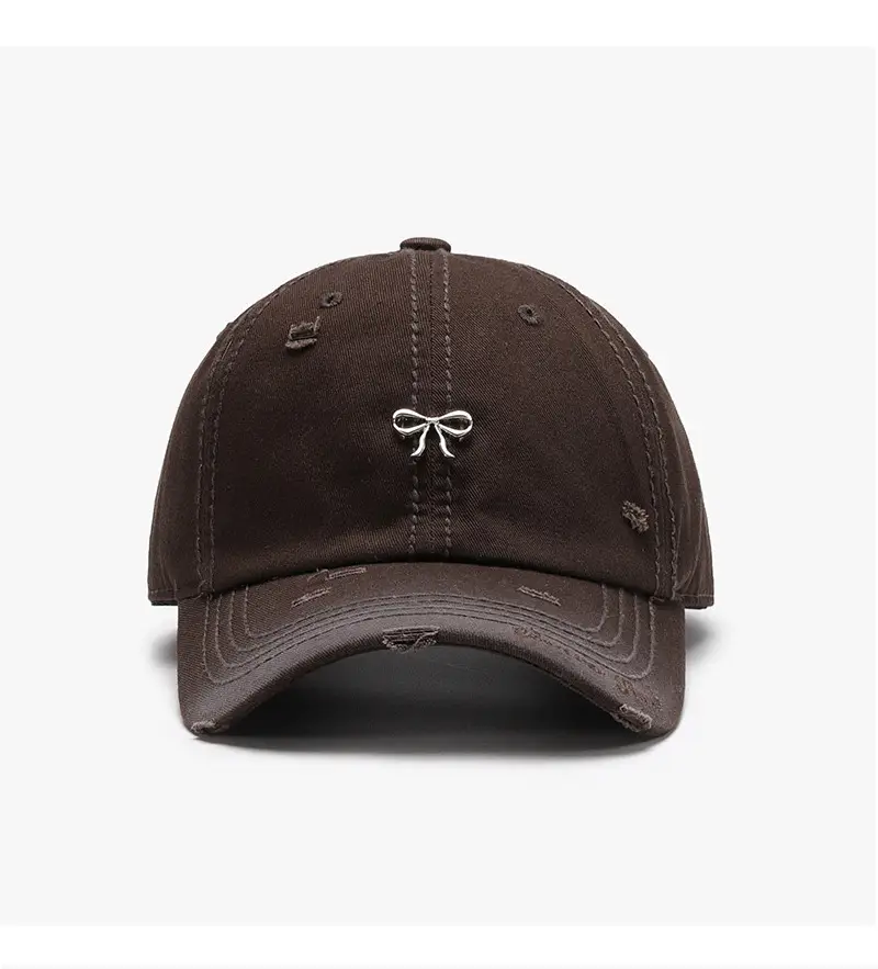 Women Bow Embroidered Baseball Cap Beige — feature 9