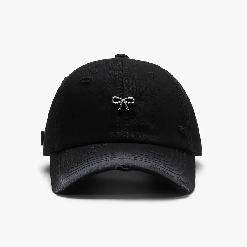 Women Bow Embroidered Baseball Cap Beige - Image 2