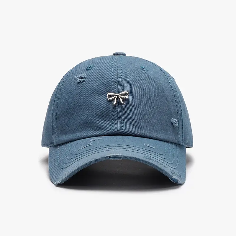 Women Bow Embroidered Baseball Cap Beige - Image 3
