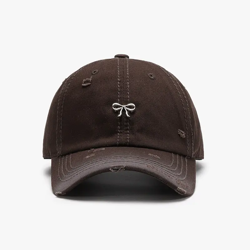 Women Bow Embroidered Baseball Cap Beige - Image 7
