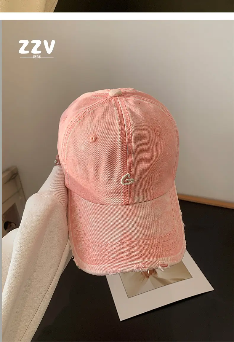 Pink Vintage Baseball Cap Women Wide Brim — feature 17