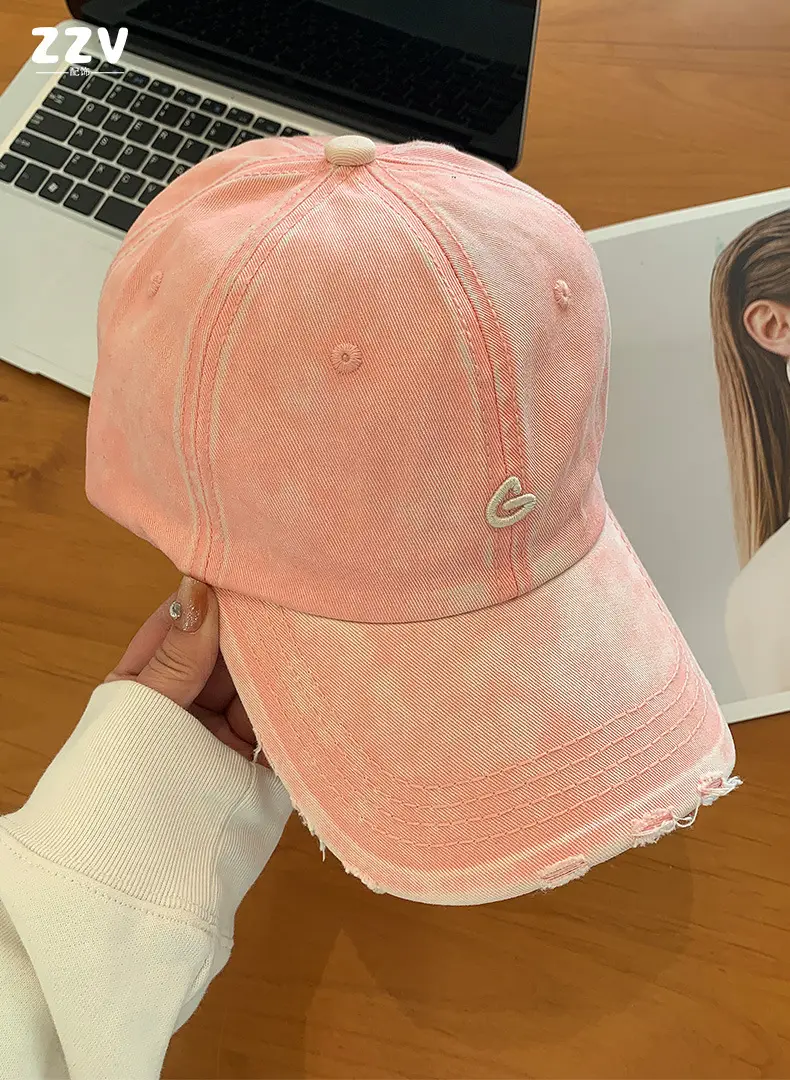 Pink Vintage Baseball Cap Women Wide Brim — feature 6