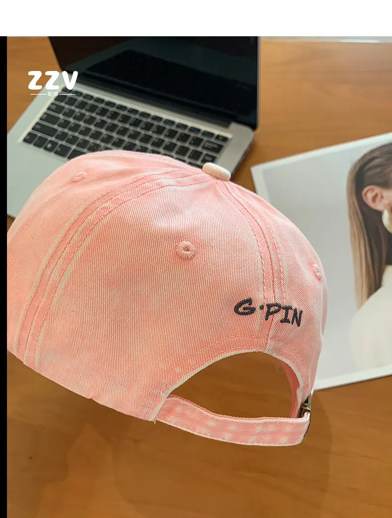 Pink Vintage Baseball Cap Women Wide Brim — feature 7