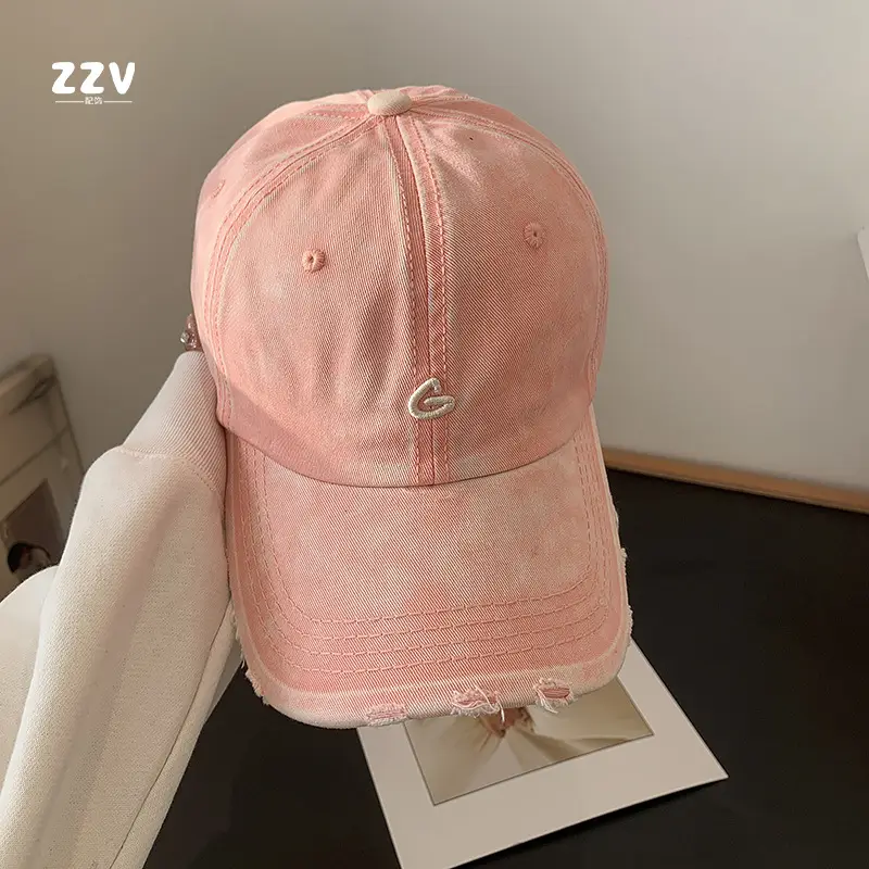 Pink Vintage Baseball Cap Women Wide Brim - Image 4