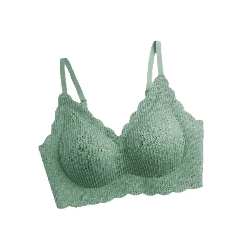 Pleated Cara Bubble Sexy Small Chest Push-up Rimless Latex Underwear for Girls Sleeping Lace Vest Bra