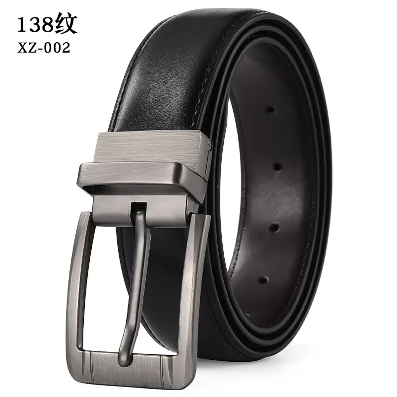 Men's Brown Leather Belt with Silver Buckle - Image 14