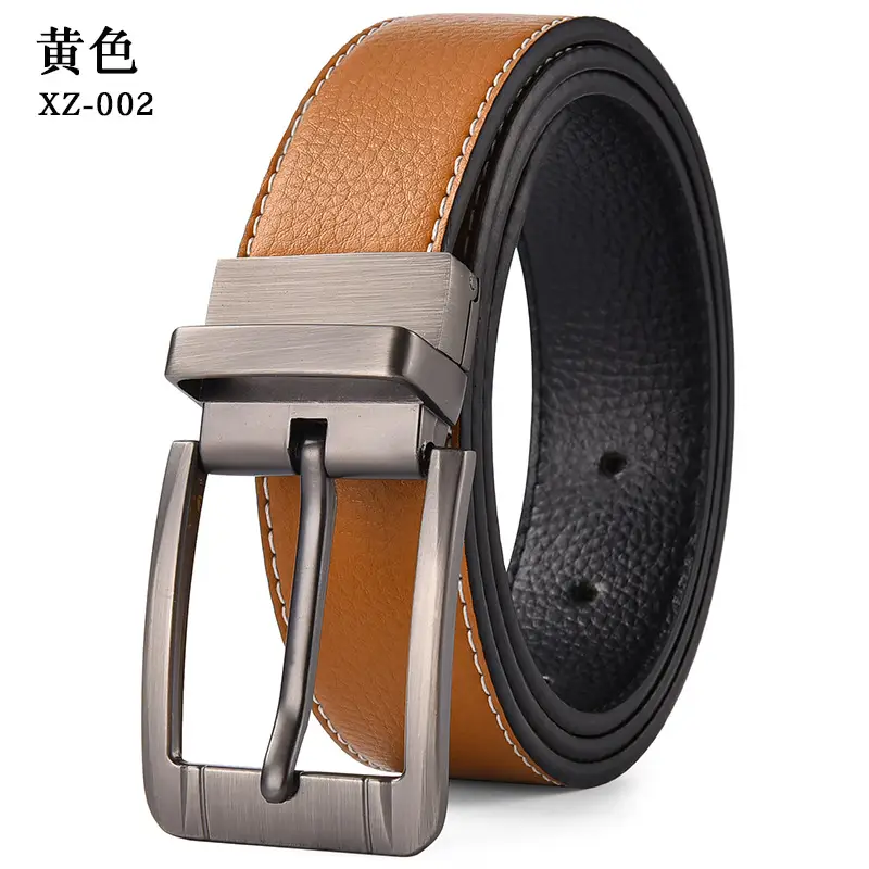 Men's Brown Leather Belt with Silver Buckle — feature 10