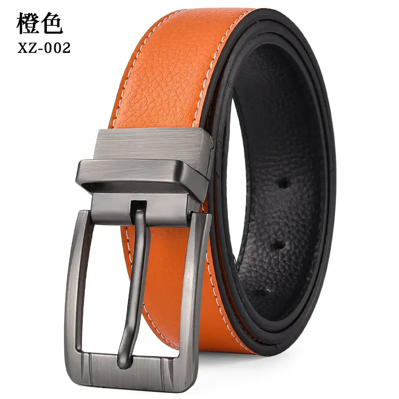 Men's Brown Leather Belt with Silver Buckle — feature 8