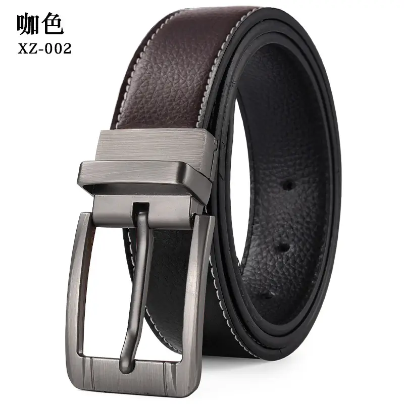 Men's Brown Leather Belt with Silver Buckle - Image 2