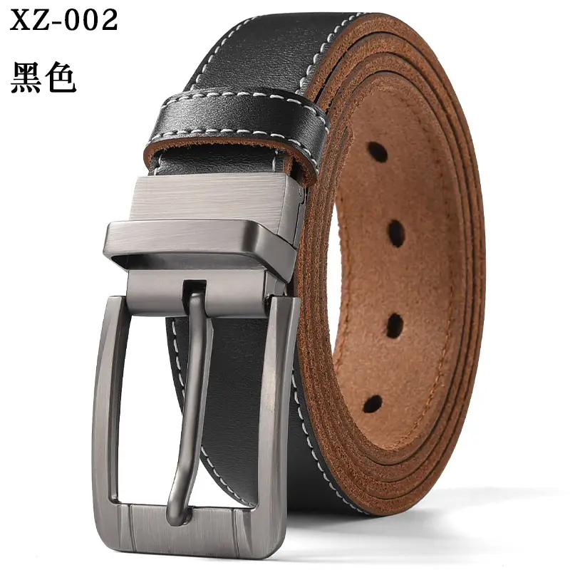Men's Brown Leather Belt with Silver Buckle - Image 8