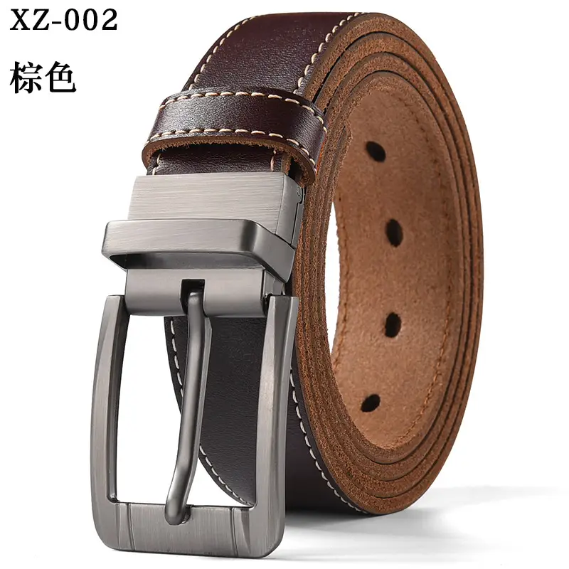 Men's Brown Leather Belt with Silver Buckle - Image 9