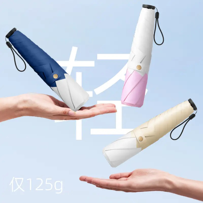 Ultra Light Feather Umbrella Black Glue Three Fold UV Protection - Image 17