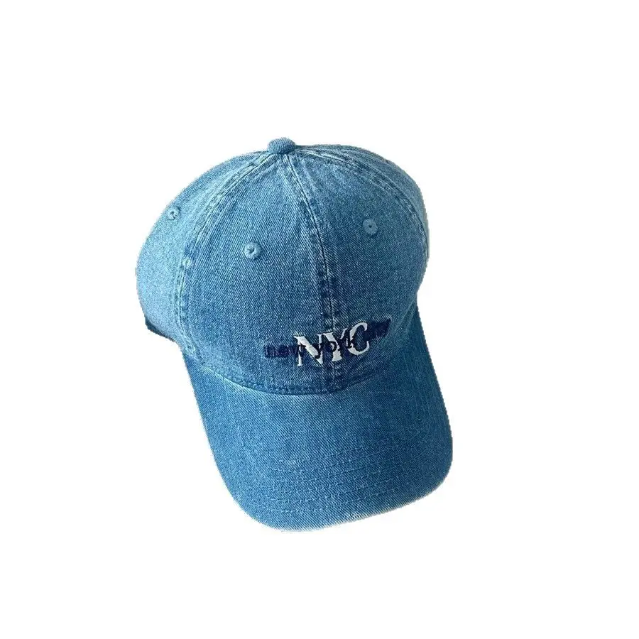 American Vintage Denim Baseball Cap Women Spring Summer NYC Letter Deep Top Big Head Cap Men Sunscreen Hat - Image 8