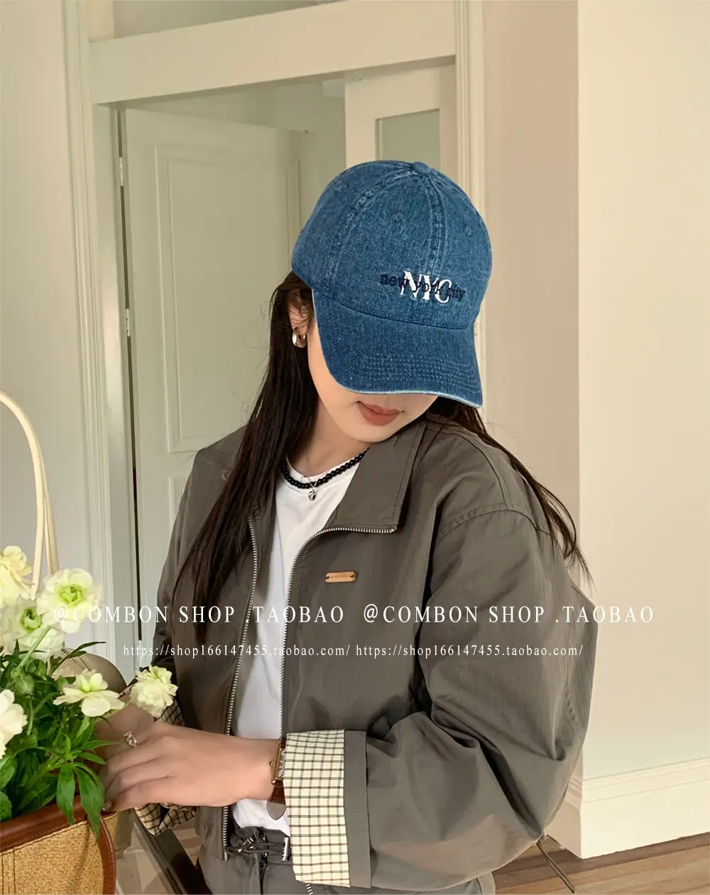 American Vintage Denim Baseball Cap Women Spring Summer NYC Letter Deep Top Big Head Cap Men Sunscreen Hat โ feature 12