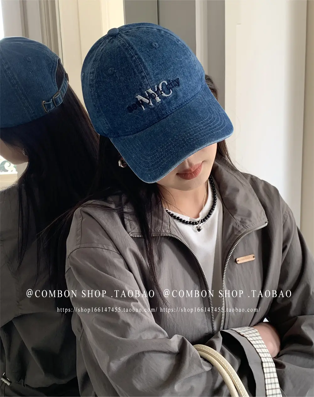 American Vintage Denim Baseball Cap Women Spring Summer NYC Letter Deep Top Big Head Cap Men Sunscreen Hat โ feature 14