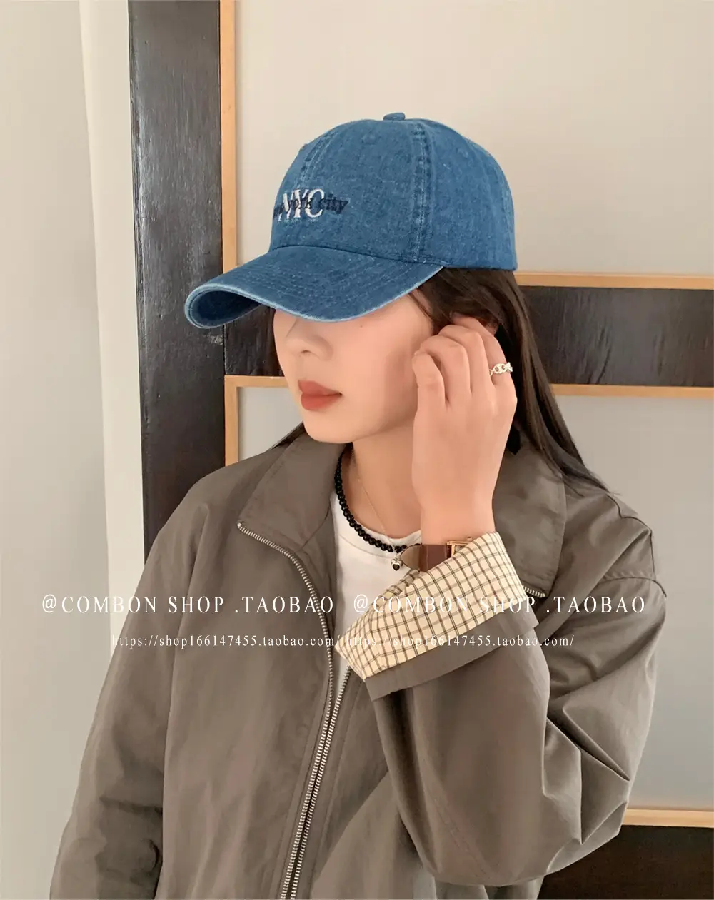 American Vintage Denim Baseball Cap Women Spring Summer NYC Letter Deep Top Big Head Cap Men Sunscreen Hat โ feature 16
