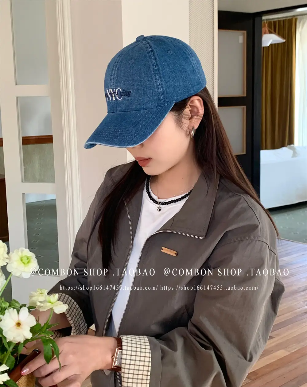 American Vintage Denim Baseball Cap Women Spring Summer NYC Letter Deep Top Big Head Cap Men Sunscreen Hat โ feature 19