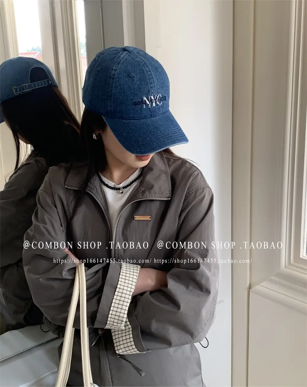 American Vintage Denim Baseball Cap Women Spring Summer NYC Letter Deep Top Big Head Cap Men Sunscreen Hat โ feature 21