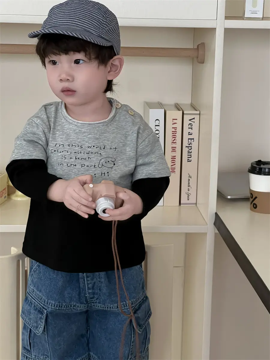 Kids Long Sleeve T-Shirt Jeans Suit Autumn New Korean Style Boys - Image 7