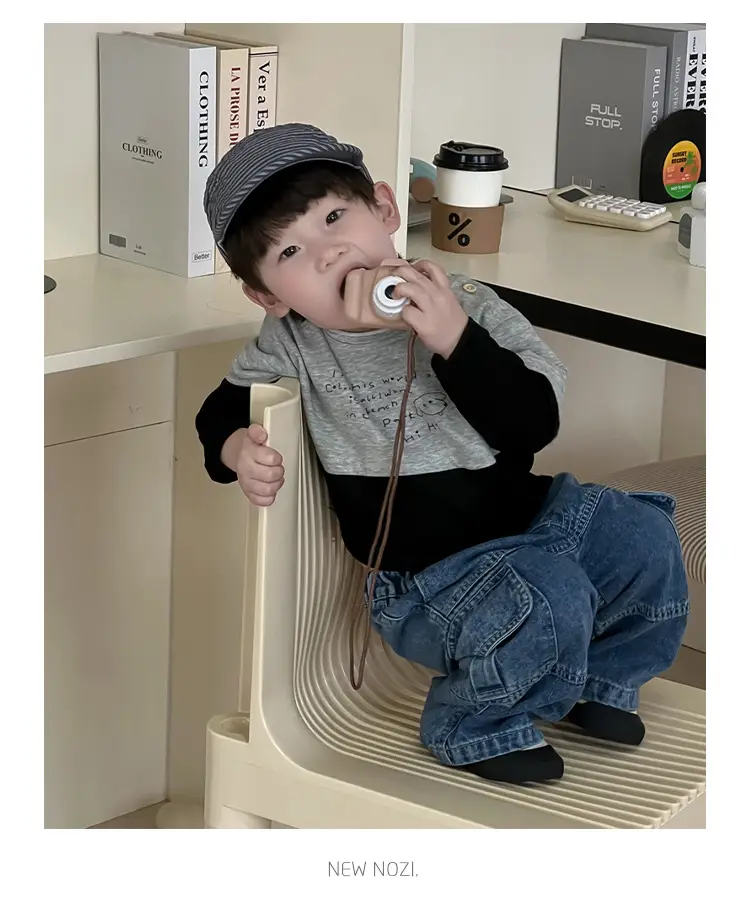 Kids Long Sleeve T-Shirt Jeans Suit Autumn New Korean Style Boys — feature 4