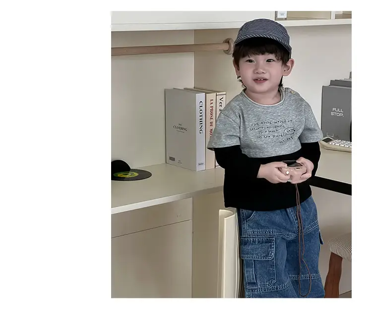 Kids Long Sleeve T-Shirt Jeans Suit Autumn New Korean Style Boys — feature 5