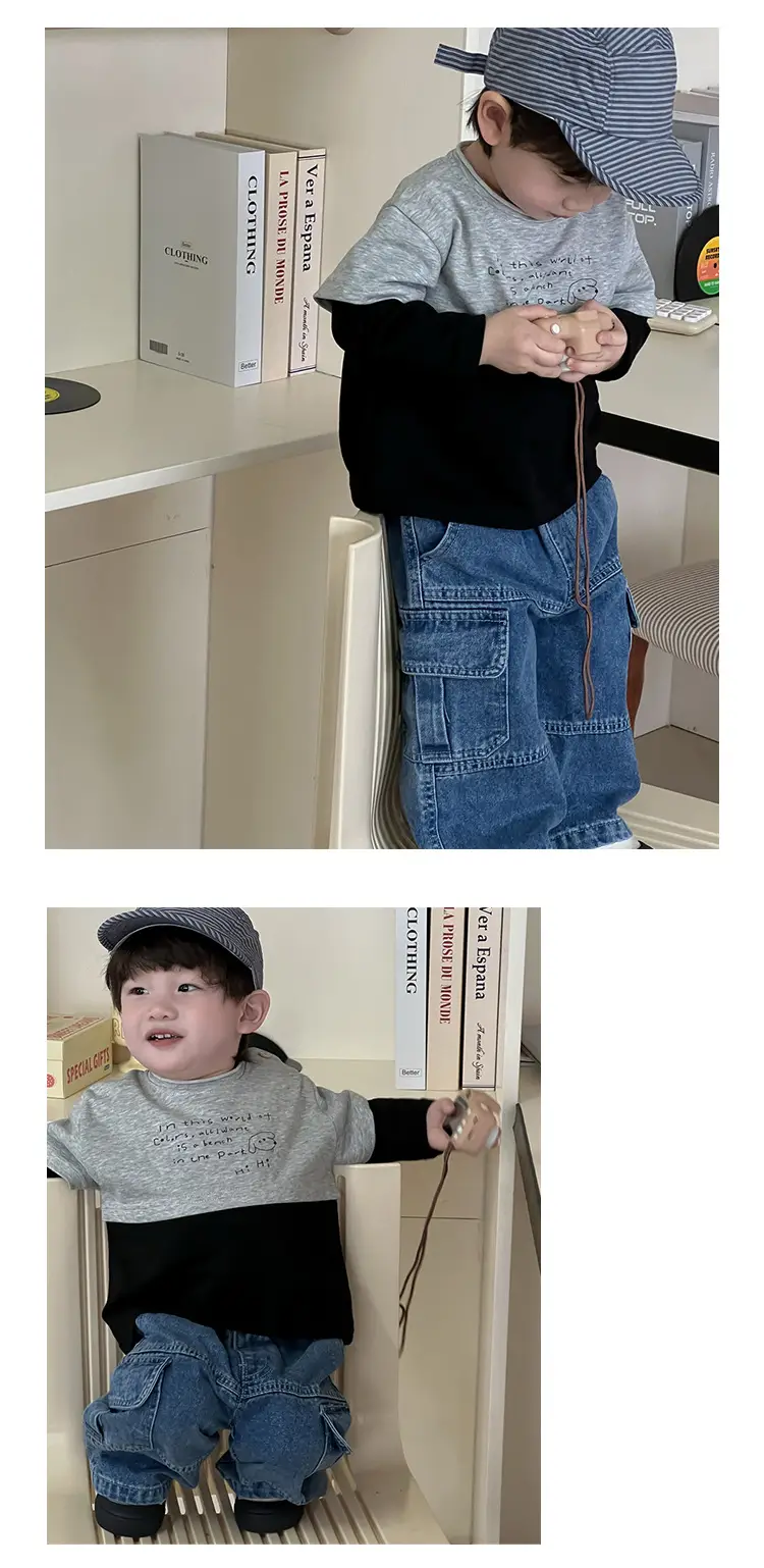 Kids Long Sleeve T-Shirt Jeans Suit Autumn New Korean Style Boys — feature 6