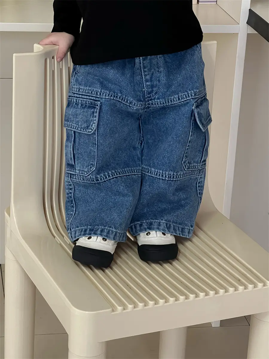 Kids Long Sleeve T-Shirt Jeans Suit Autumn New Korean Style Boys - Image 2