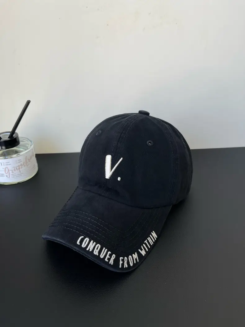 Korean-style Black Baseball Cap with Wide Brim for Men Women — feature 10