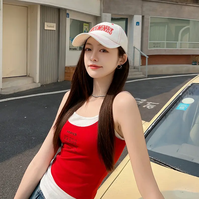 Women Baseball Caps 2025 Contrast Stitched Letter Embroidered - Image 3