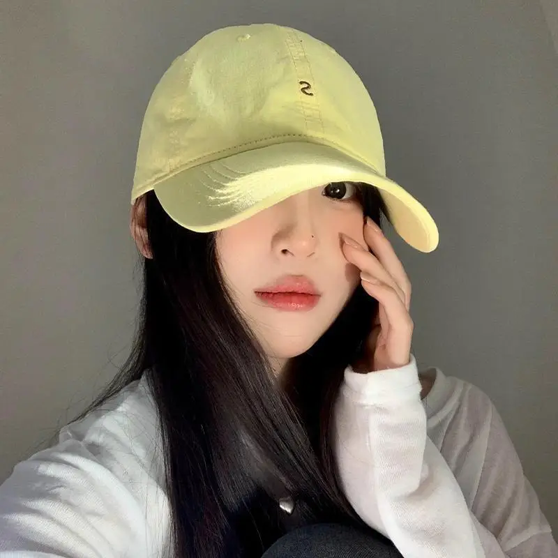 Women Yellow Letter Baseball Cap Wide Brim Korean Style