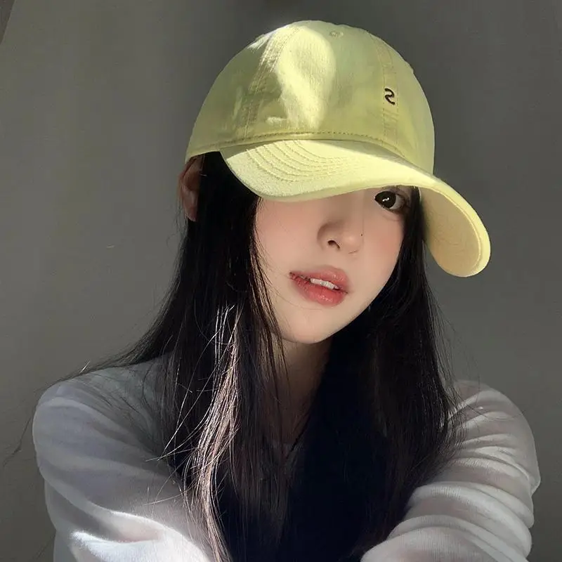Women Yellow Letter Baseball Cap Wide Brim Korean Style