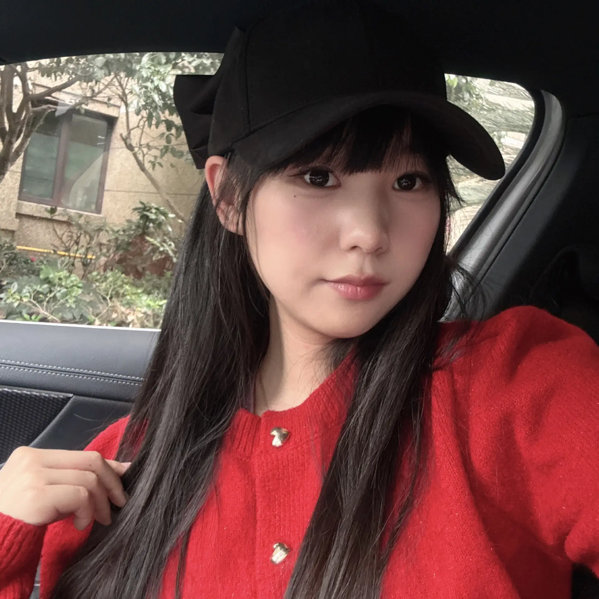 Women Korean Style Bow Hat Baseball Cap Red Coat