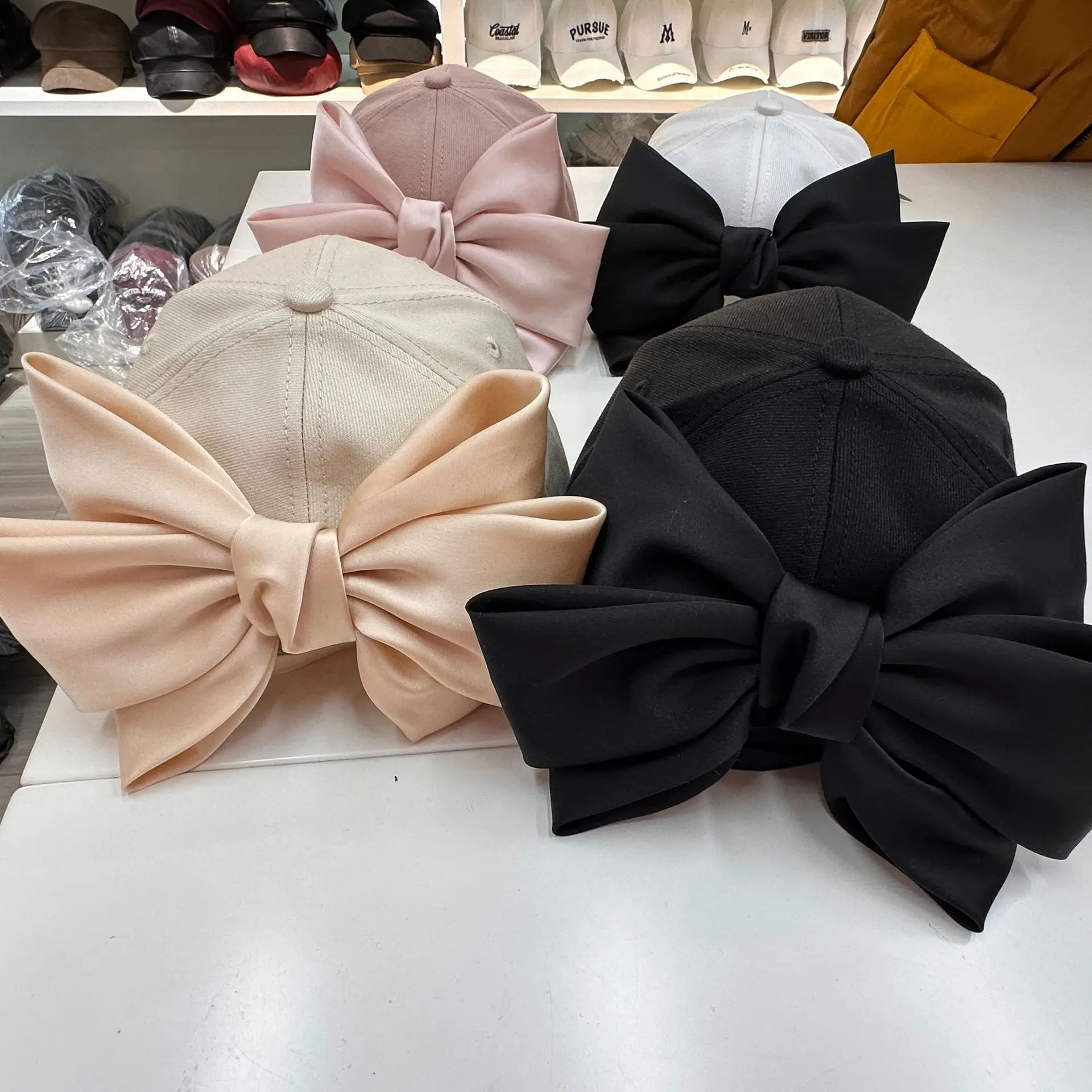 Women Korean Style Bow Hat Baseball Cap Red Coat — feature 12