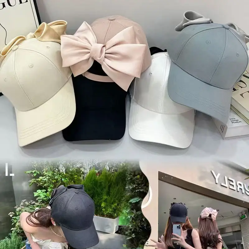Women Korean Style Bow Hat Baseball Cap Red Coat — feature 5