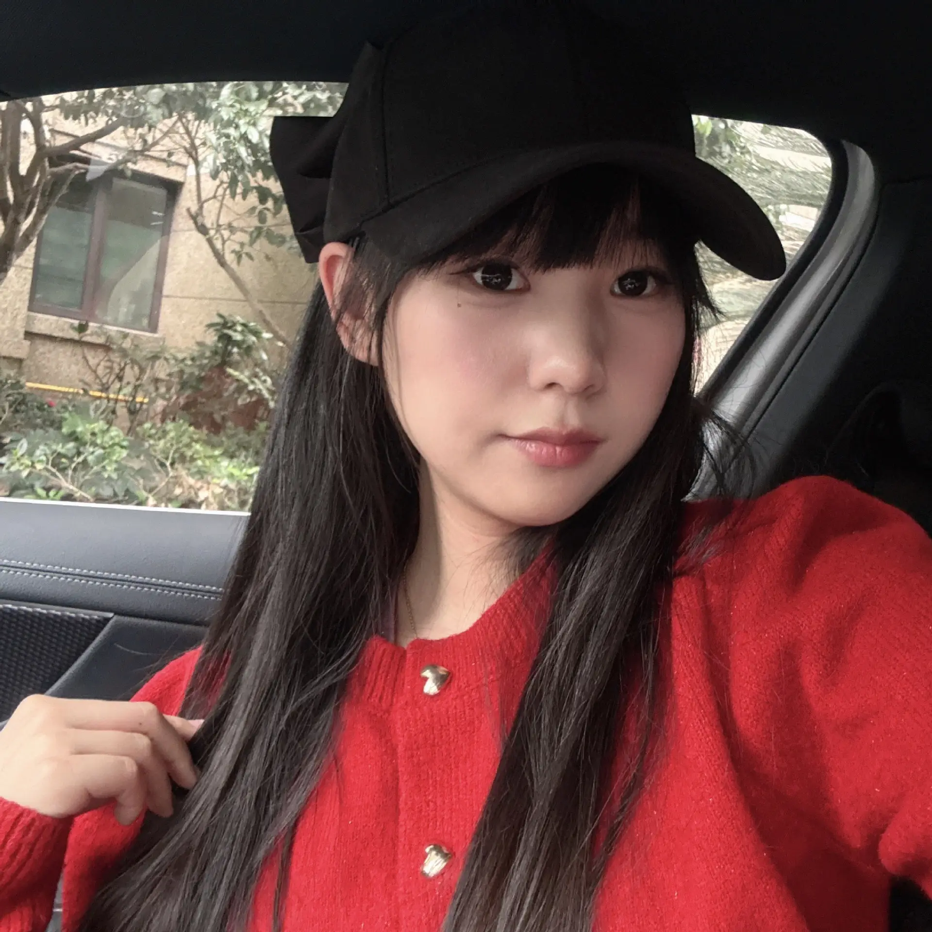 Women Korean Style Bow Hat Baseball Cap Red Coat