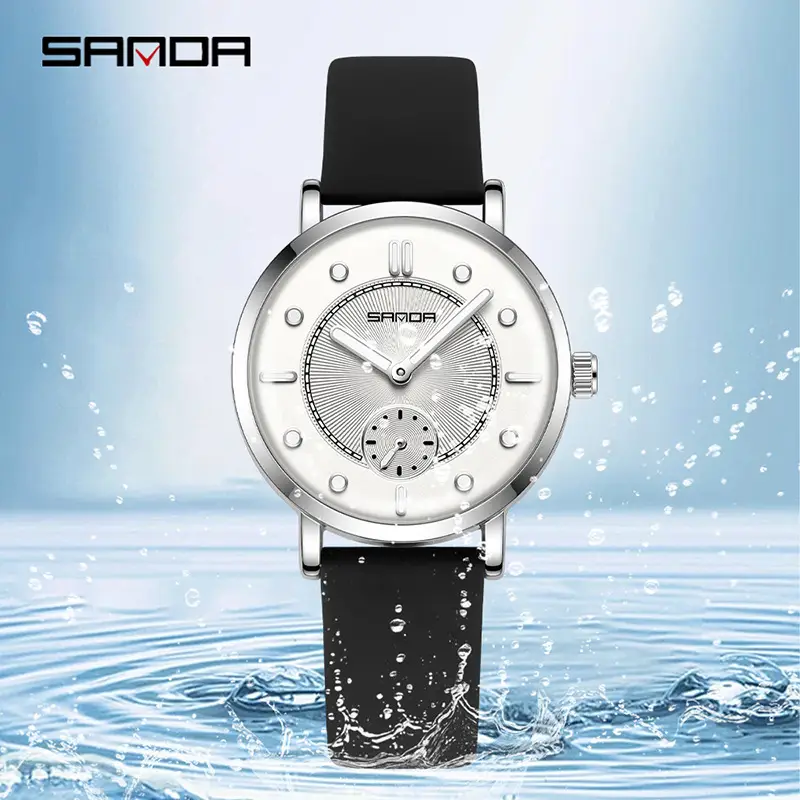 Sanda Women's Brown Leather Quartz Watch with Luminous Dial - Image 15