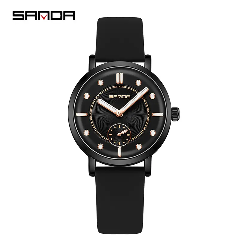 Sanda Women's Brown Leather Quartz Watch with Luminous Dial - Image 6
