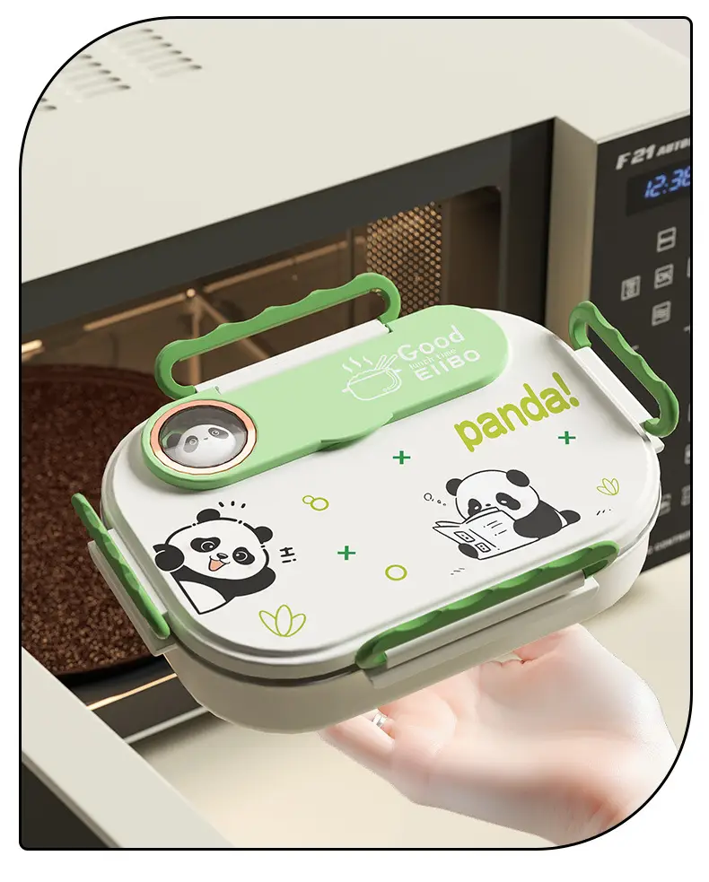 Cartoon children's stainless steel compartment lunch box portable lunch box student office worker lunch box insulation box with tableware — feature 16