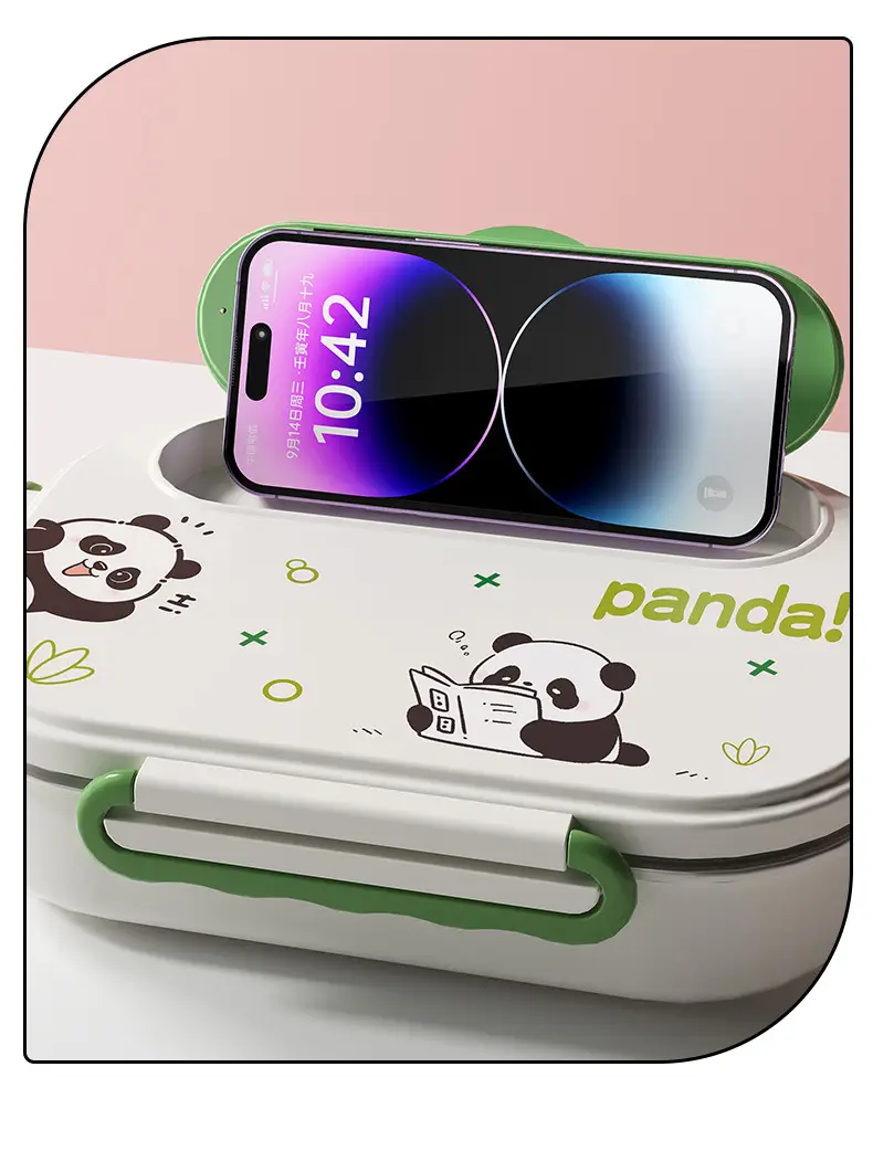 Cartoon children's stainless steel compartment lunch box portable lunch box student office worker lunch box insulation box with tableware — feature 22