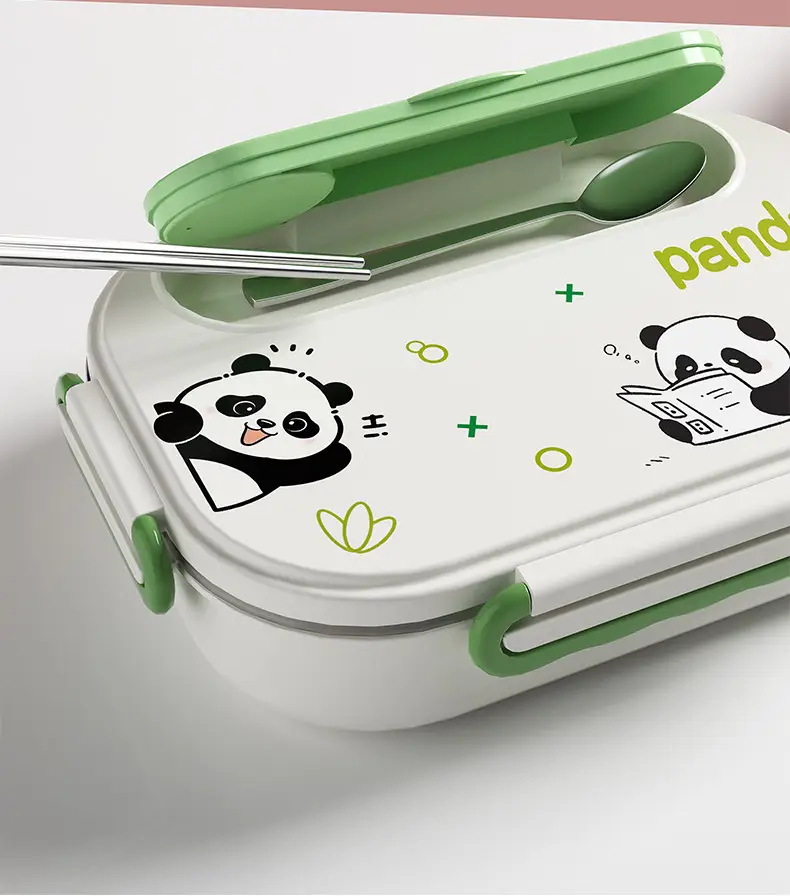 Cartoon children's stainless steel compartment lunch box portable lunch box student office worker lunch box insulation box with tableware — feature 24