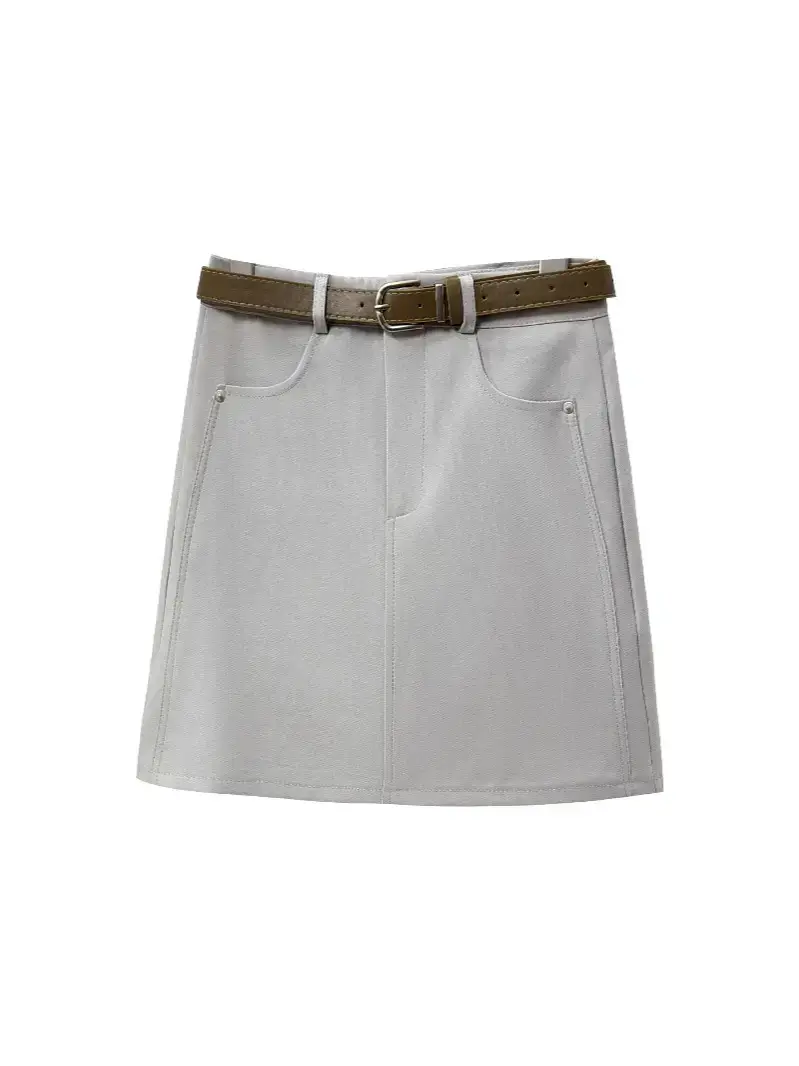 2025 Spring Summer Casual Short Skirt High Waist Slim Belted - Image 10