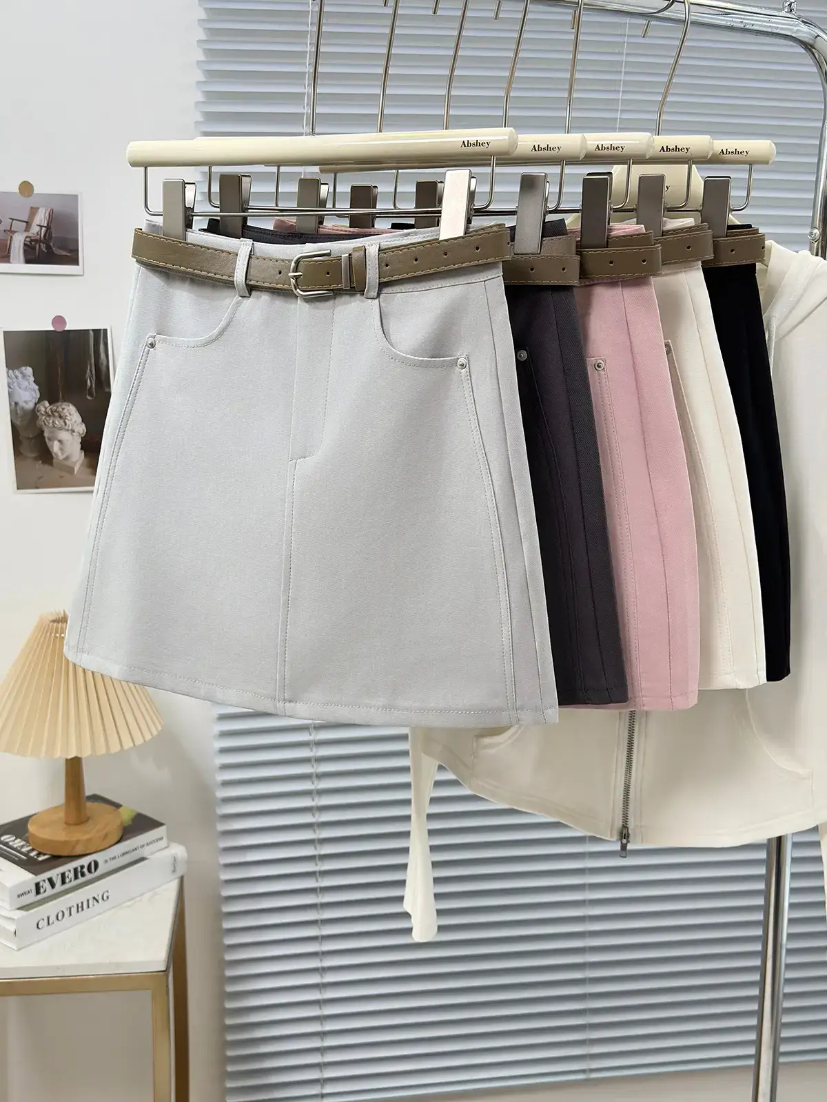 2025 Spring Summer Casual Short Skirt High Waist Slim Belted — feature 1
