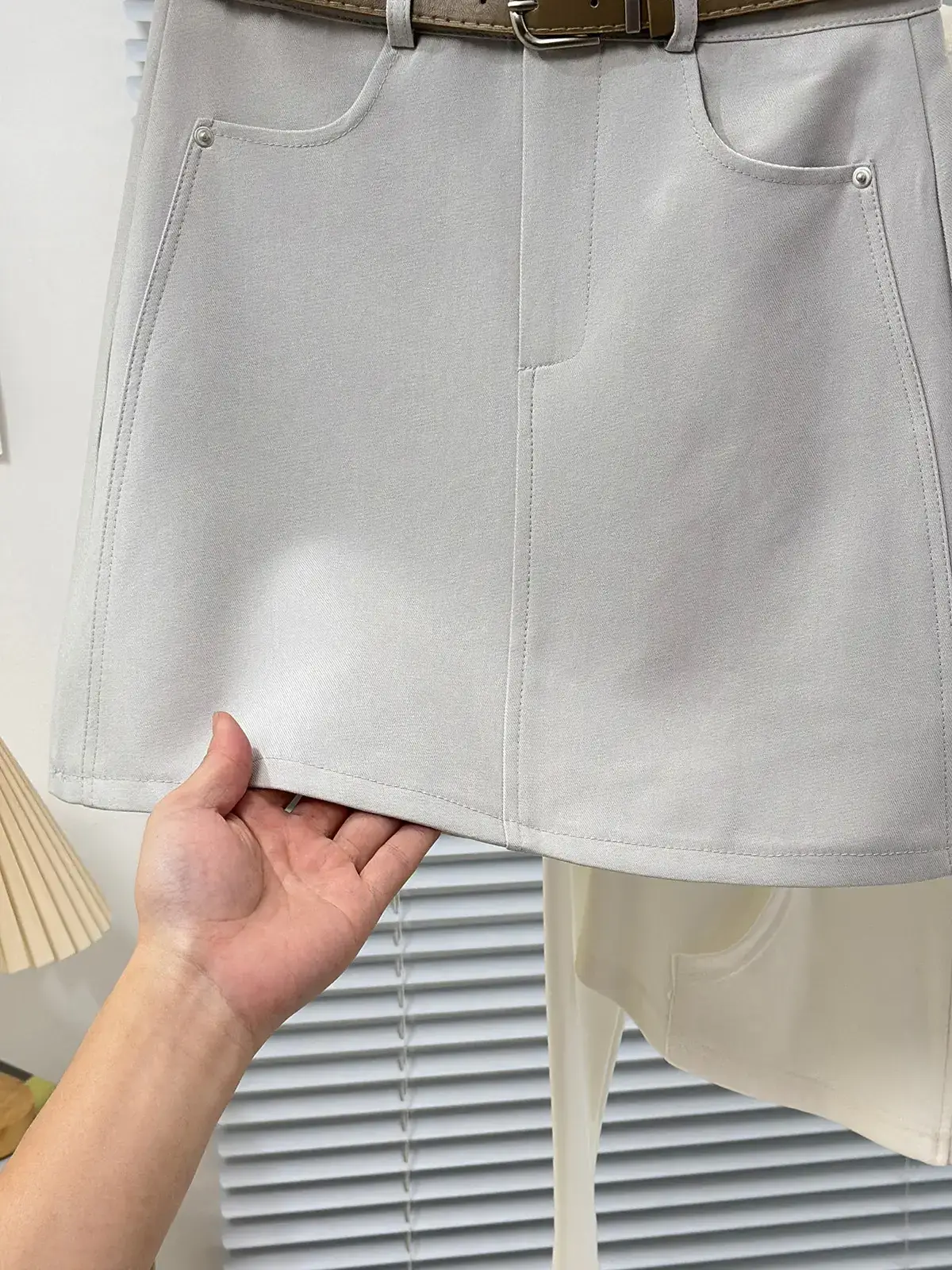 2025 Spring Summer Casual Short Skirt High Waist Slim Belted — feature 11