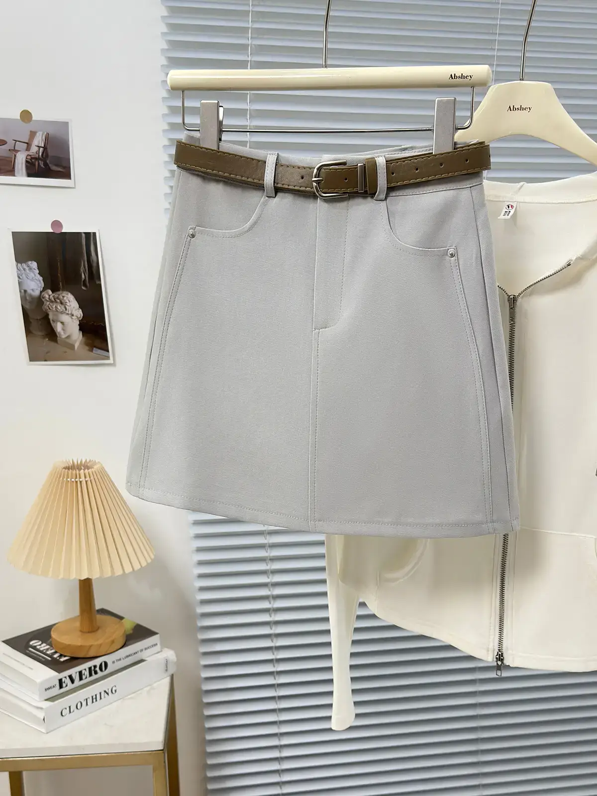 2025 Spring Summer Casual Short Skirt High Waist Slim Belted — feature 13
