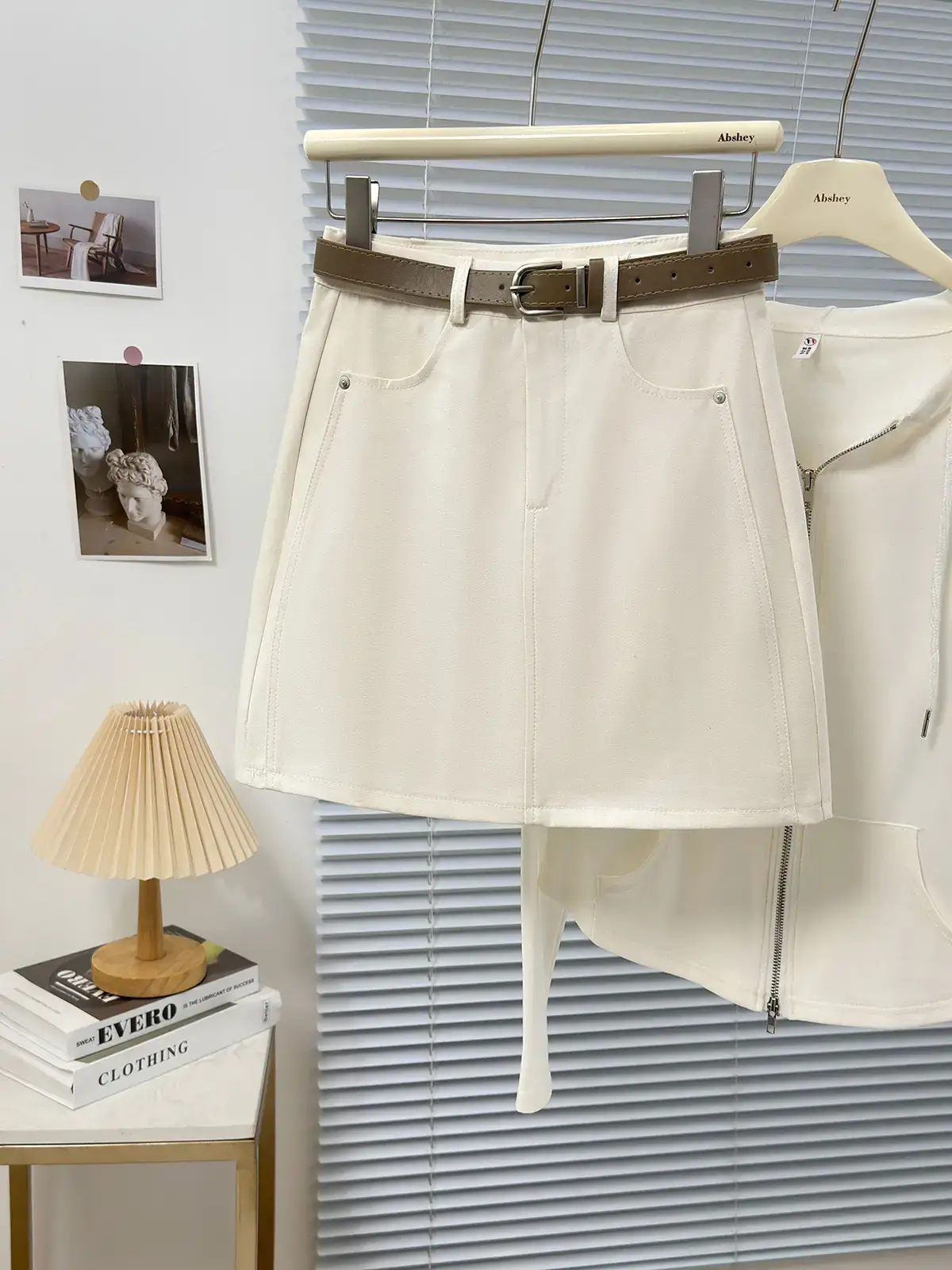 2025 Spring Summer Casual Short Skirt High Waist Slim Belted - Image 5