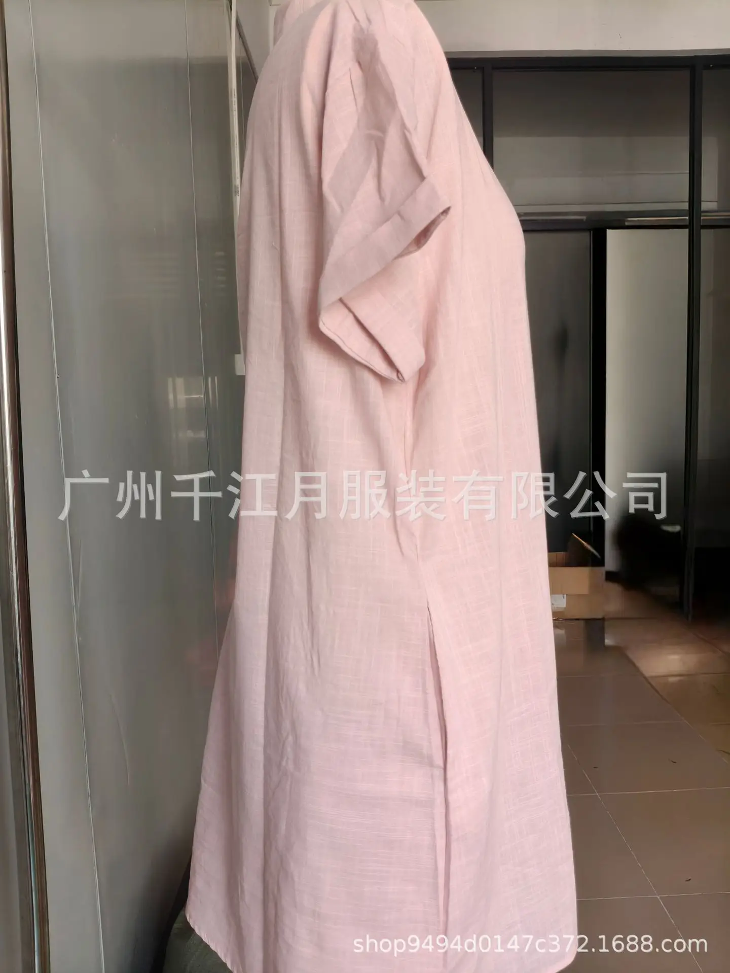 Women Cotton Button Dress Light Blue Summer Casual Pockets — feature 3