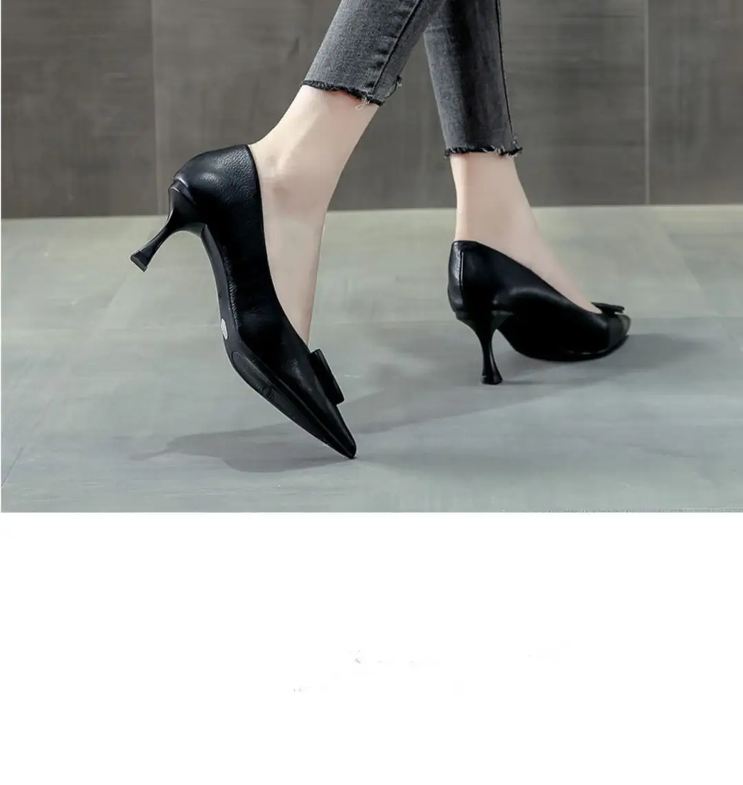 French Style Elegant High Heels Women's Stiletto-heeled Comfortable Fashion Shoes with Pointed Toe Square Buckle Shallow Tight Foot-free Spring and Autumn Single-layer Shoes — feature 4