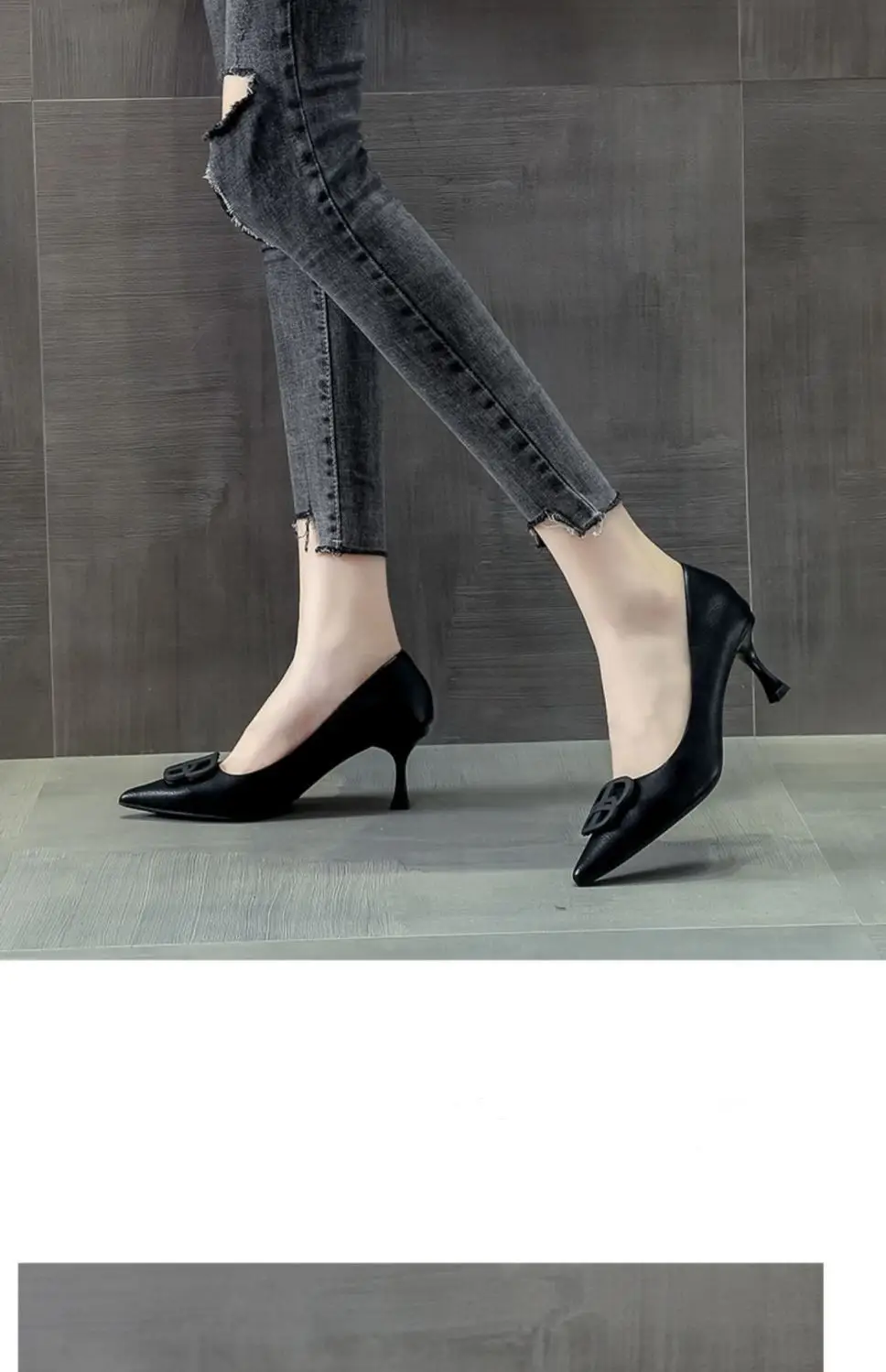 French Style Elegant High Heels Women's Stiletto-heeled Comfortable Fashion Shoes with Pointed Toe Square Buckle Shallow Tight Foot-free Spring and Autumn Single-layer Shoes — feature 6